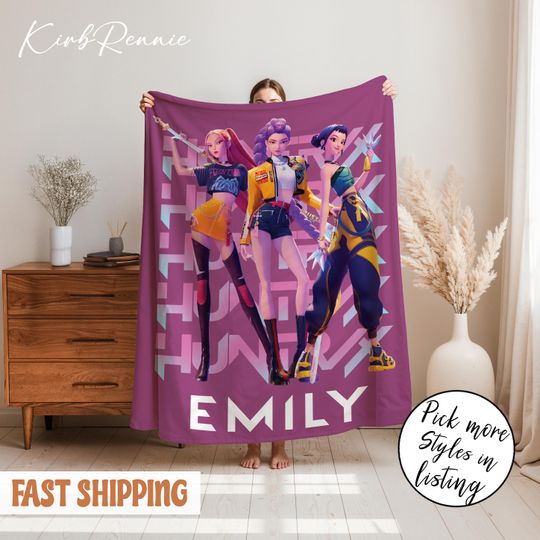 Discover Custom Kpop Huntrix Fleece Blanket - Huntrix Fans Gift, Rumi Mira Zoey Blanket, Christmas Gift