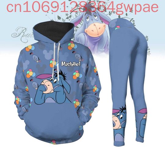 Discover Disney Eeyore Women's Y2k Hoodie Legging Set Tigger Casual Womens Yoga Pants Sweatshirt Fashion Sports Suit