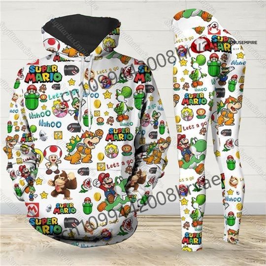 Super Mario 3D hoodie and leggings, women's sweatshirt casual yoga pants set