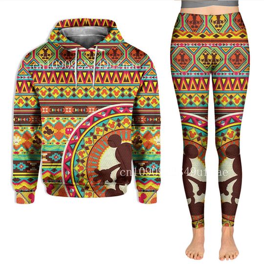 Discover Minnie Mickey 3D Hoodie Leggings Set Women Disney Minnie Mickey Mouse Yoga Pants Sweatpants Fashion Casual Leggings Sportswear