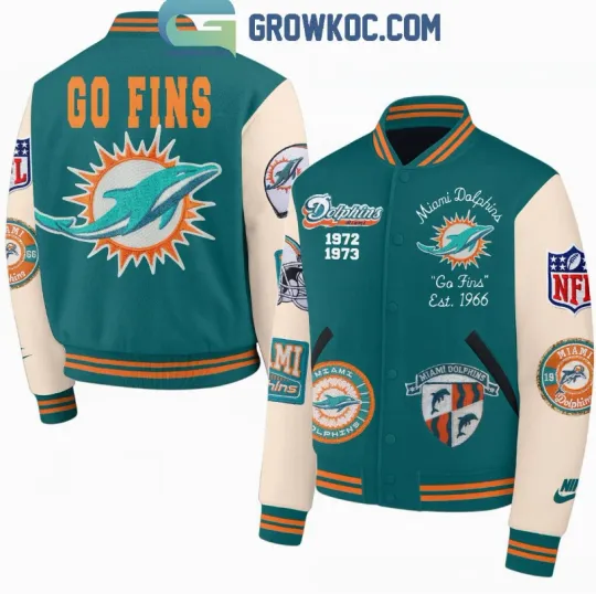 Miami Dolphin Go Fins Est 1966 Baseball Jacket