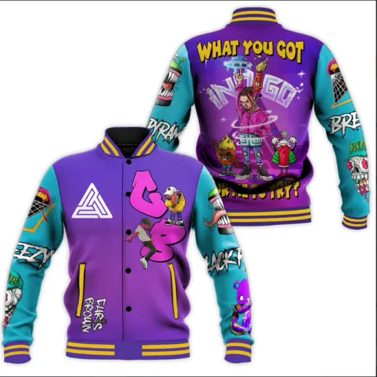 Chris Brown Breezy Neon Baseball Jacket Gift For Christmas