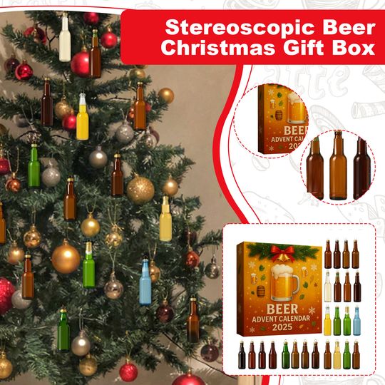 Discover Beer Christmas Countdown Blind Box 24 PCs 2D Flat Beer Advent Calendar Christmas Tree Ornaments Xmas Advent Calendar Gift