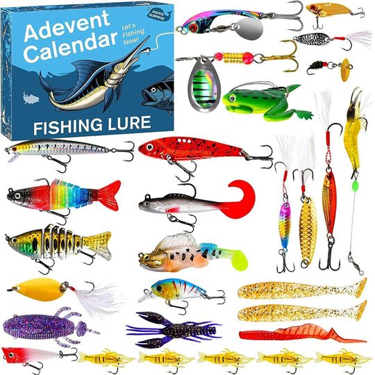 Discover 24 Days Lure Advent Calendar Fishing 2025 Advent Calendar Fishing Gifts Christmas Countdown Tackle Lures Gifts Fisherman Adult