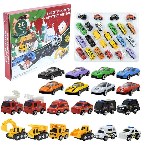 Discover Advent Calendar Contains 24 Gifts - 3D Fire Truck,Police Car,and Engineering Vehicle Gift Blind Box Christmas Gifts for Boys