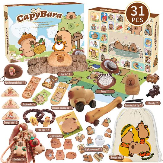 Discover Capybara Advent Calendar Cute Capybara Ornament 31PCS Capybara Character Blind Boxes 24 Day Calendar for Kid Christmas Gifts
