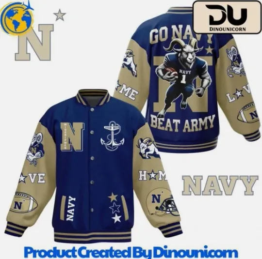 Discover Navy Midshipmen Football Baseball Jacket Gift For Christmas