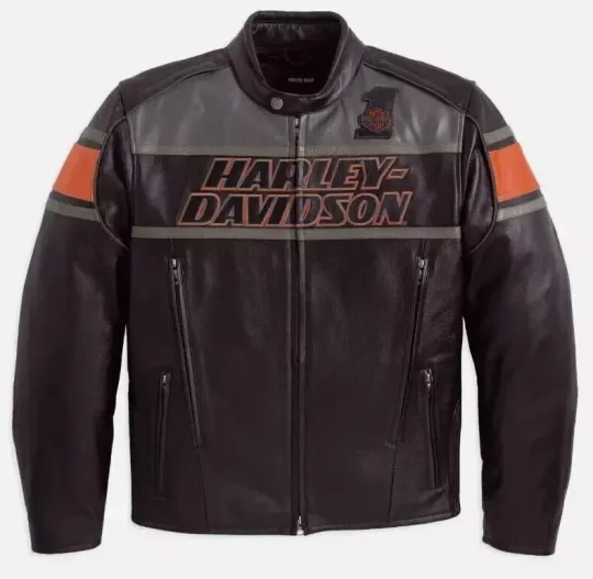 Discover H davidson Men's Black Leather Motorcycle Jacket Biker Riding Genuine Coat