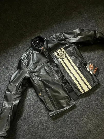 Discover H davidson Men's Triple Vent Leather Motorcycle Jacket Cowhide Biker Riding