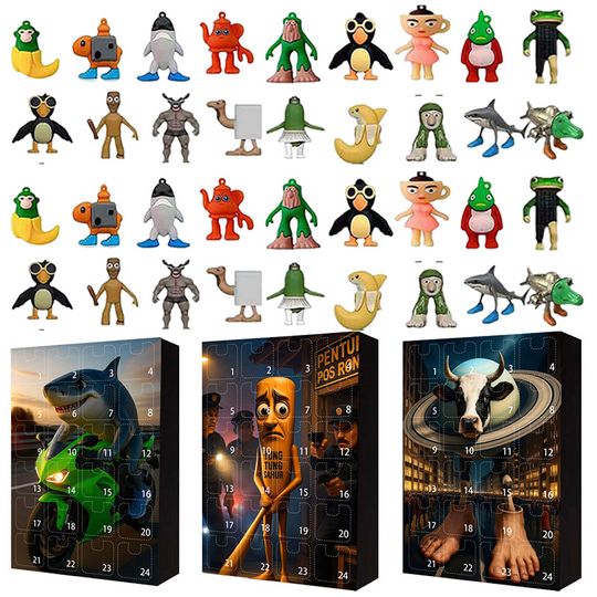 Discover Brainrot Christmas Advent Calendar Tung Sahur Figure Tralalero Tralala Figures Bombardino Crocodilo Shimpanzini Calendar