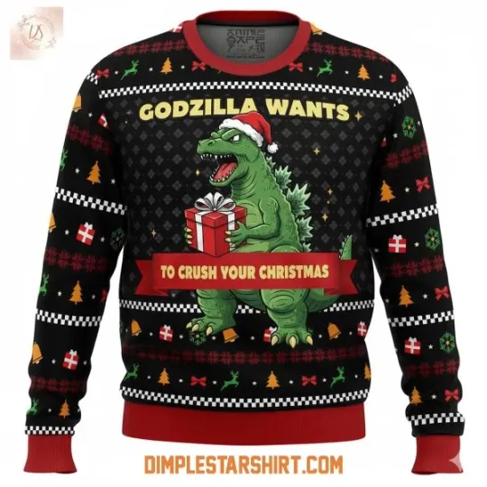 Discover god zilla Wants To Crush Your Christmas Ugly Sweater