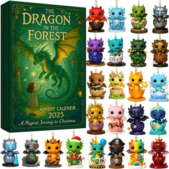 Discover Advent Calendar Christmas Ornament Dragon in The Forest Mystery Box Halloween Countdown Box for Collection