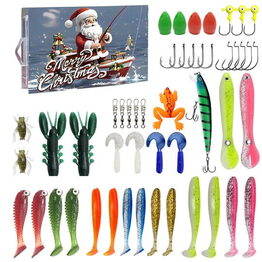 Discover 2025 Fishing Advent Calendar 24 Days Fishing Lures Set Christmas Countdown Calendar Xmas Surprise Gift for Men