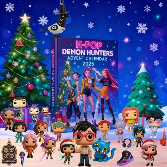 Acrylic Demon Hunter Ornament Kpop Style Advent Blind Box Christmas Tree Decor Gothic Holiday Gift For Teens And Women