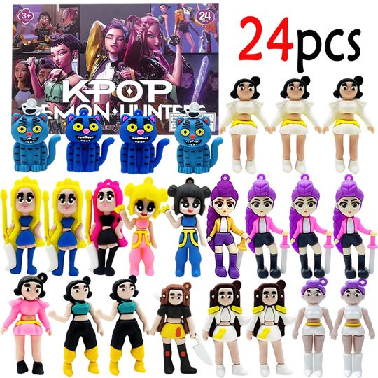 Discover 2025 new Kpop Demon Hunting 24pcs PVC Advent Christmas Calendar Surprise Blind Boxes For Halloween Mystery Box Gifts Toys