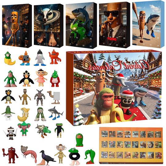Discover 24pcs Italian Brainrot Christmas Advent Calendar TungTung Sahur Tralalero Tralala Figure Merry Christmas Countdown Calendar Gift