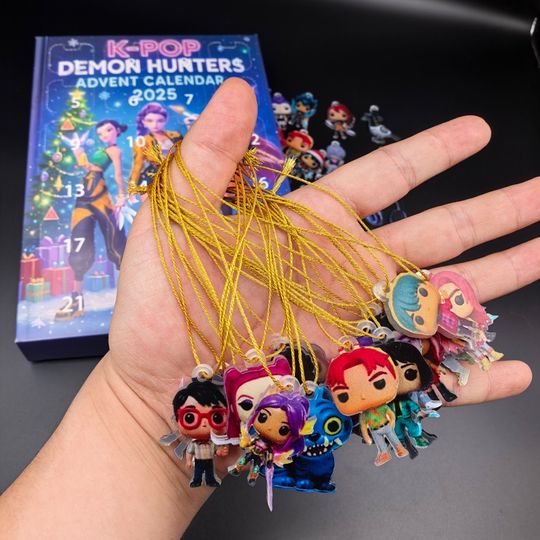 Acrylic Demon Hunter Christmas Tree Ornament Kpop Style Advent Blind Box Cute Gothic Holiday Decor for Teens and Women Gift