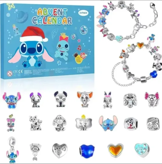 Discover #2025 Stitch Christmas Advent Calendar Bracelets 24 Days Xmas Countdown Calendar Necklace Diy Jewelry Making Kit For Girl Gift