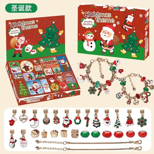 Discover Christmas Countdown 24 Calendar Advent Surprise Blind Box Diy Handmade Beaded Children'S Bracelet Gift Stitch Surprise Box Toy