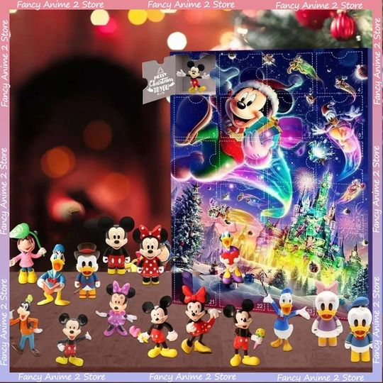 Discover 2025 Christmas Mickey Mouse Minnie Advent Calendar Blind Box 24 Days Countdown Surprise Blind Box Random Toys Gifts New Year
