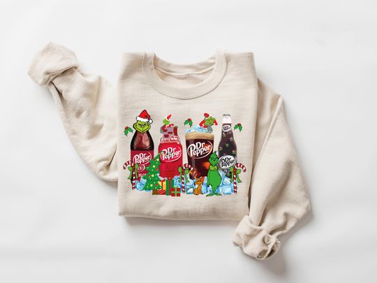 Discover funny character Dr Pepper Christmas Sweatshirt, Dr Pepper Lover Gift, Dr Pepper Soda Sweatshirt, Soda Lover Christmas Gift, Xmas Dr Pepper Sweatshirt