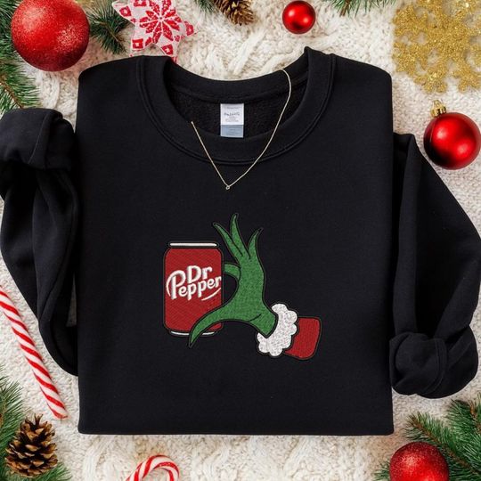 funny character Dr. Pepper Embroidered Sweatshirt, Christmas funny character Shirt, Dr. Pepper Lover