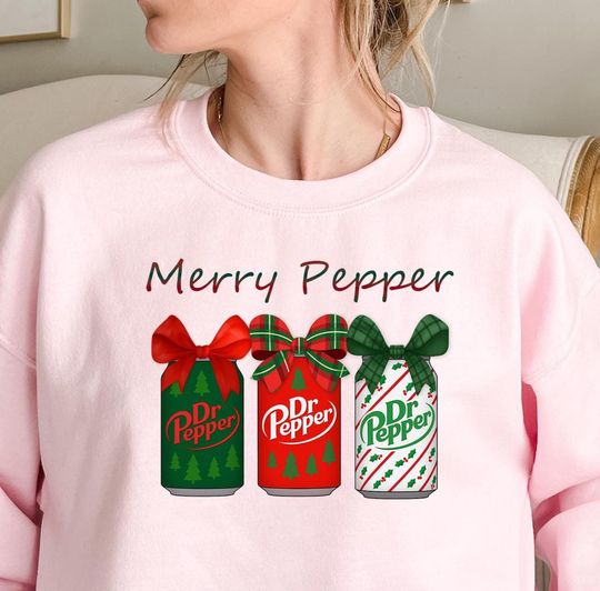Discover Christmas Dr Pepper Sweatshirt, Festive Holiday Shirt, Xmas Gift Apparel, Trendy Christmas Soda Shirt, Retro Soda Can, Dr Pepper Lover Shirt