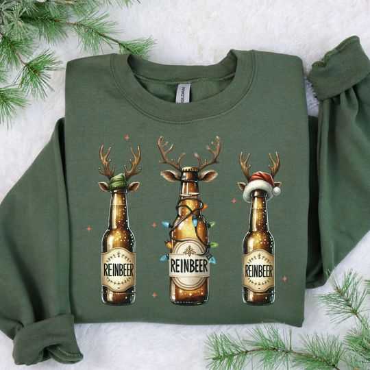Discover Christmas Reinbeer Sweatshirt, Merry Christmas Beers Shirt ,Christmas Drinking Shirt, Merry Christmas Beers Shirt, Beer Lover Xmas Sweater