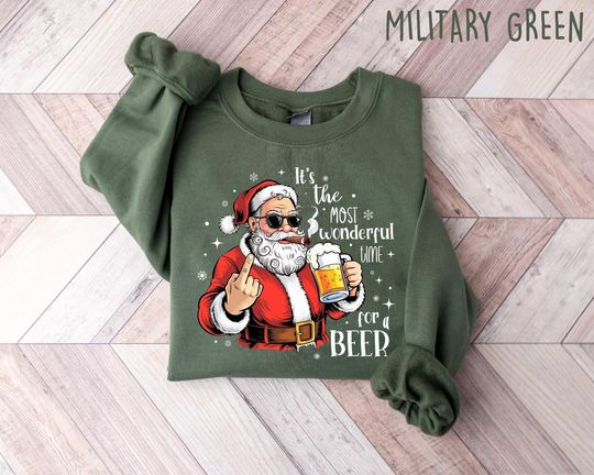 Discover Its The Most Wonderful Time For A Beer Shirt, Beer Lover Gift, Santa Beer Shirt Christmas And Beer