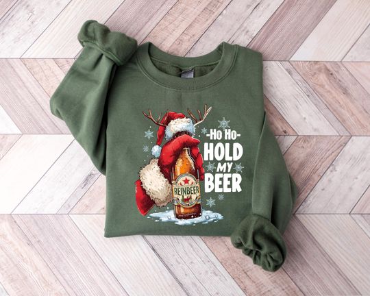 Discover Hold My Beer Christmas Sweatshirt, Funny Christmas Shirt, Mens Christmas Shirt, Funny Xmas  Shirt