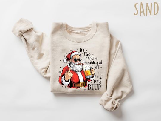 Discover Funny Beer Ugly Christmas Sweater for Men Women, It's The Most Wonderful Time for a Beer Sweatshirt, Holiday Party Drinking Gift Shirt