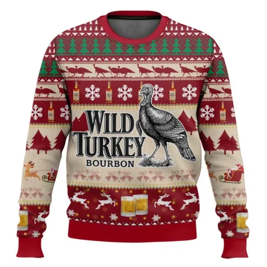 Discover Wild Turkey Bourbon Whiskey Ugly Christmas Sweater