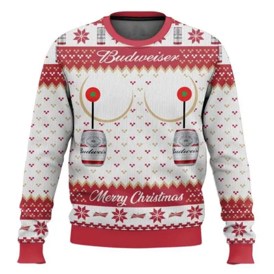 Budweiser Titties Funny Ugly Christmas Sweater