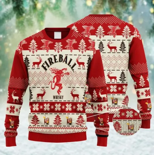 Fireball Whiskey Christmas Sweater, Drinking Christmas Shirt, Ugly Sweatshirt