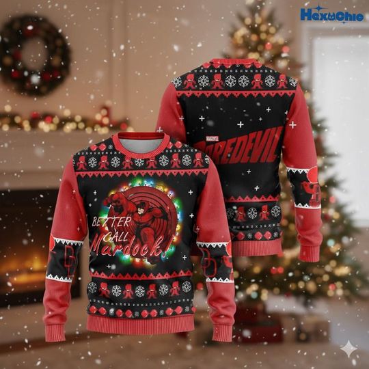 Better Call Murdock Daredevil Ugly Christmas Sweater, Daredevil Sweater, Matt Murdock Superhero Ugly Xmas Sweatshirt, Christmas Sweatshirt