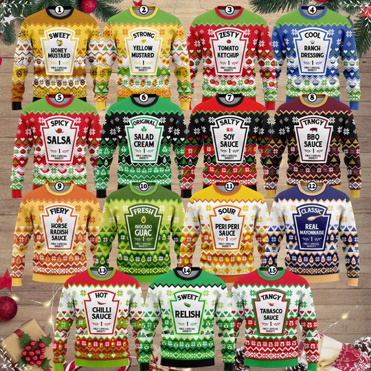 Discover Condiments Ugly Christmas Sweater, Condiments Christmas Sweatshirt, Condiments Family Matching Xmas Sweatshirt, Funny Christmas Holiday Gift