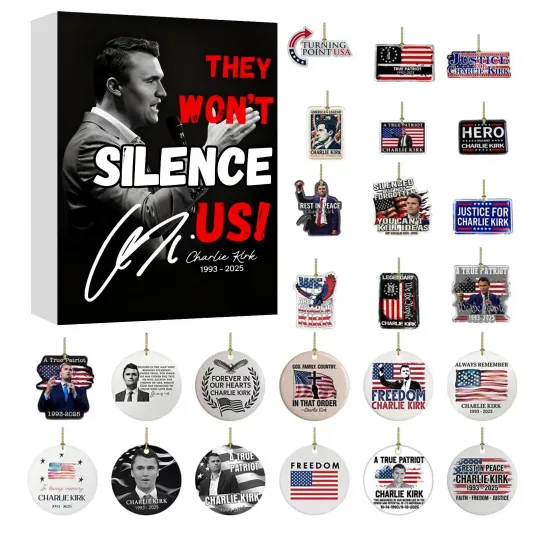 Discover Charlie Kirk 2025 Christmas Advent Calendar With 24 Surprise Hangers 2D Acrylic