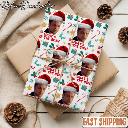 What's In the Box Funny 90s Movie Inspired Gift Wrap, Unique Holiday Wrapping Paper for Friends