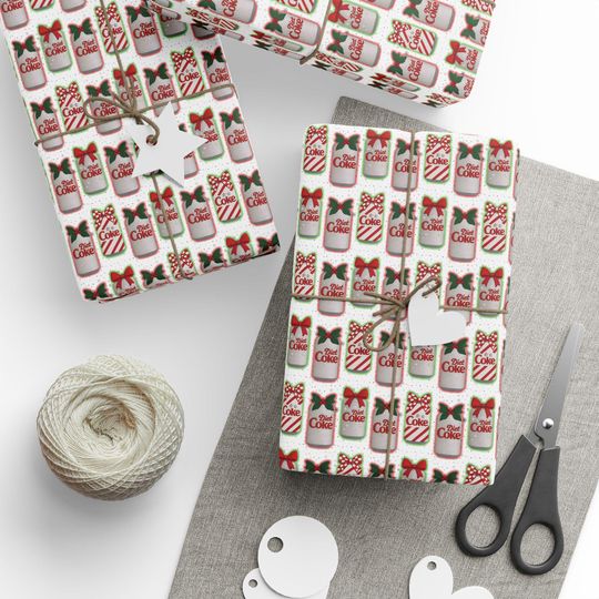 Diet Coke Christmas Wrapping Paper, Festive Gift Wrap Roll, Funny Xmas Gift Wrap, Coke-themed Wrapping Paper