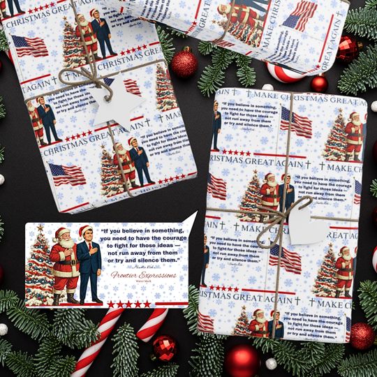 Discover Charlie Kirk Christmas Wrapping Paper, Rolls, Custom Size, Maga Gift Wrap, Political Tribute