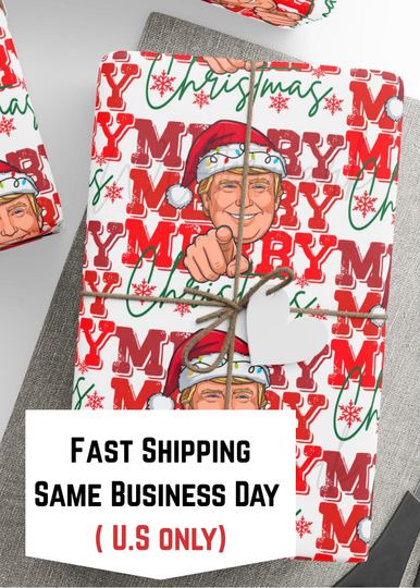 Discover Donald Trump Christmas Wrapping Paper Roll, USA President 2025 Gift Paper
