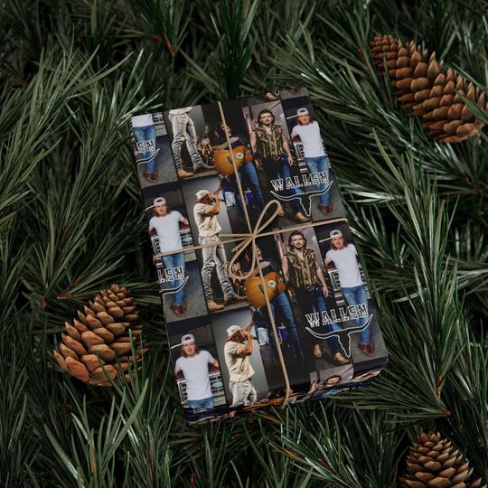 Discover Wallen Country Music Collage Wrapping Paper | Photo Pattern, Christmas Country Music