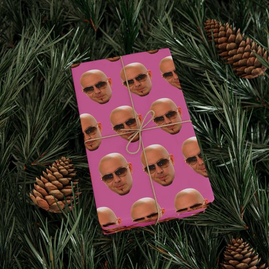 Discover Funny Wrapping Paper with Pitbull Design, Christmas and Birthday Gift Wrap, Mr. Worldwide Meme