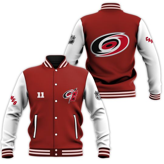 Carolina Hurricanes Retro Letterman Jacket, College Style Varsity Coat, Sporty