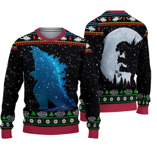 god zilla Ugly Sweater, god zilla Christmas Ugly Sweater, Christmas Tree From All Godzillas Sweater, Ugly Sweater 2024, Christmas Ugly Sweater