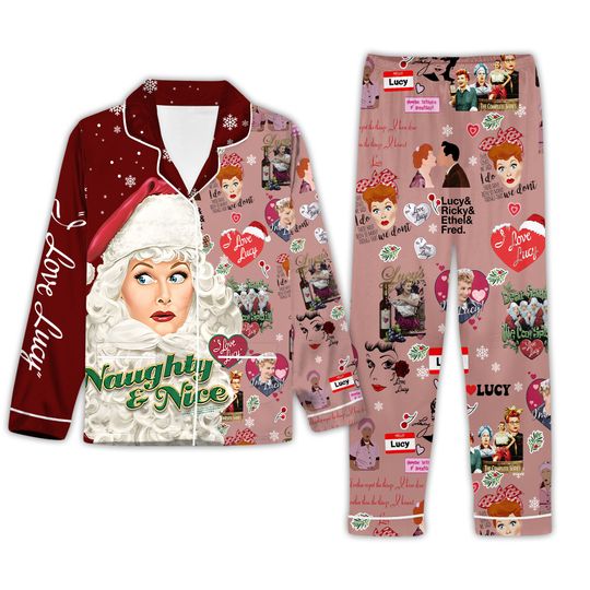 I Love Lucy Pajamas Set, Lucy Ricardo Holiday Pajamas, I Love Lucy Tv Show Women Pajamas, Retro Sitcom Midnight Shirt, Family Pajamas