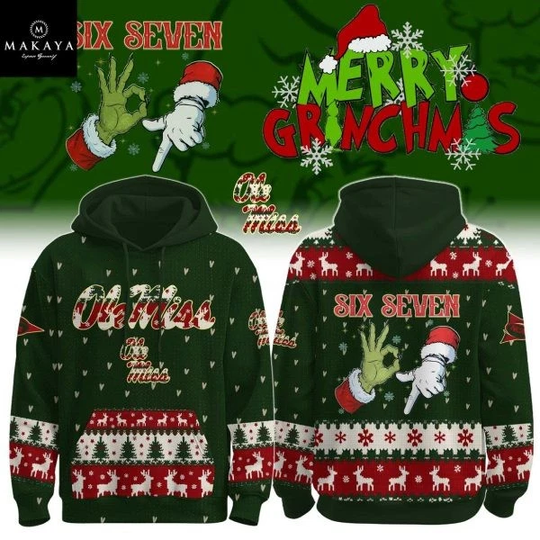 Ole Miss Rebels Grin Six Seven Christmas funny character 2025 Hoodie 3D