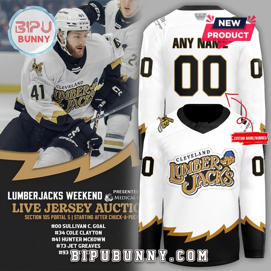 Discover Custom Cleveland Monster x Lumberjacks Auction Hockey Jersey