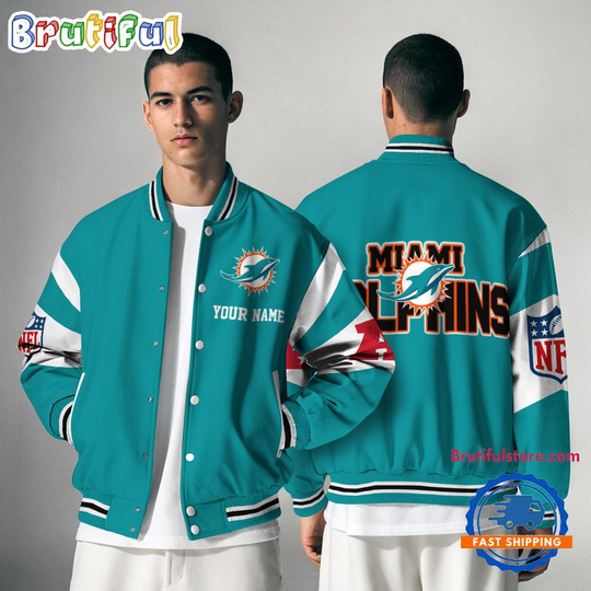 Miami Dolphins National Football Conference Unisex Baseball Jacket