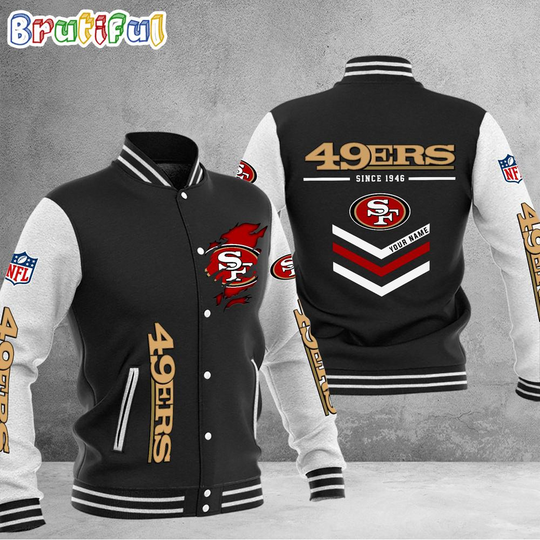 San Francisco 49ers Football Team Personalized Varsity Baseball Jacket